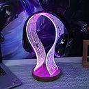 YuanDian Headphone Stand, Wood Headset Holder with Blue Pink LED Night Light for Gamers, Men, and Music Lovers - Desk Gift Idea