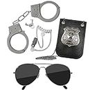 Skeleteen Kids Detective Set Accessories - Cool Special Agent Spy Gadgets Equipment for Detective Costumes with Sunglasses, Ear Piece, Badge, and Handcuffs