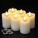 Eywamage Lot de 6 petites bougies votives réalistes à LED avec minuteur - Piles vacillantes sans flamme - 5,1 x 7,6 cm