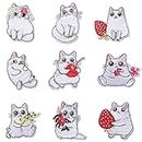 TACVEL 9 Pieces Animal Embroidered Iron on Patch, Cats Iron on Patches Set, Sew On/Iron on Patch Applique for Clothes, Dress, Hat, Jeans, DIY Accessories