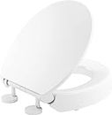 KOHLER 25876-0 Hyten Elevated Quiet-Close Round Toilet Seat, Contoured Seat with Grip-Tight Bumpers, Quick-Attach Hardware, White