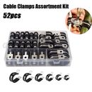 52PC Automotive Cable Wire P Clamps Hose Pipe Clips Assortment 6 8 10 13 16 19mm