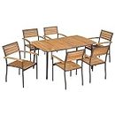 vidaXL Sedie da tavolo in 7 pezzi in legno massello di acacia e acciaio