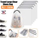 10× Large Clear Shoe Bag Storage for Travel w/ Rope 12×16in Portable Organizers