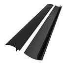2pcs Kitchen Silicone Stove Gap Covers, Heat Resistant Stove Counter Gap Cover Seal Pad Flexible Kitchen Oil-Gas Slit Filler Dustproof and Waterproof -Black
