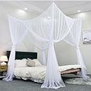 Tinyuet Four-Door Bed Canopy, Hanging Bed Canopy Netting, Universal Square Mosquito Nets for All Size Bed - White