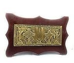 RAMA METAL Brass SANKHU Chakra NAMAM Wall Hanging Wooden Plate