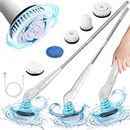 2024 New Upgrade Electric Spins Scrubbers, Power Wireless Cleaning Brush Spining Scrubbers with 5 Replaceable Brush Heads & Adjust Extension Handle for Bathroom Floor, Todays Daily Deals Prime