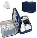 Seagull Flight Of Fashion Double Layer Electronic Gadget Organizer Case , Cable Organizer Bag for Accessories with Mobile Stand - 27 X 20 X 9 cm - Navy Blue - Model 1