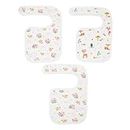 Haus and Kinder Muslin Bibs - Pack of 3 | Soft Baby Bibs | Cute Muslin Baby Bib | Gentle Muslin Feeding Bibs | Adorable Muslin Burp Bibs | Trendy Muslin Bib Set | Safari Blossom | White