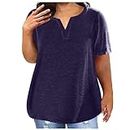 Plus Size Tunic Tops for Women Summer Fashion Short Sleeve Basic Blouses Solid Casual Henley Neck Shirts