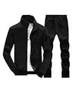 DOINLINE Men's Tracksuit 2 Piece Outfit Long Sleeve Jogging Sweatsuit Running Athletic Sports Set Black M