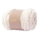 Thick Chunky Yarn Weight Yarn Arm Knit Yarn Filling Handcrocheted Jumbo Tubular Yarn Bulky Yarn for Craft Knitted Blanket Pet Bed Sweaters, Beige White