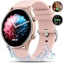 Smart Watch, Blood Pressure Watches for Women, Fitness Tracker Heart Rate Monitor Blood Oxygen Tracking, Waterproof Women Smartwatch iPhone Android Reloj Inteligente para Mujer, 1.4'' Round Pink