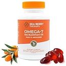 Sea Berry Therapy Omega-7 Softgels, Premium Organic Himalayan Sea Buckthorn Oil (60ct, 30 Day Supply) – Supplement for Healthy Skin, Hair, and Nails