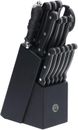 MasterChef 15-Piece Black Knife Block Set w/ Sheers and Knife Sharpener