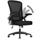 naspaluro Mid Back Office Chair,Ergonomic Desk Chair with Adjustable Height, Flip-Up Arms and Lumbar Support, Breathable Mesh Computer for Home Office,Study,Working, Black