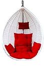 Airwing Swing Chair II Single Seater Heavy Iron Metal Hanging Egg Swing Lounge Chair with Tufted Soft Deep Round Cushion Backyard Relax for Indoor, Outdoor, Balcony,Deck,Patio,Home&Garden(white base)