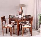 SM ARTS Solid Sheesham Wood Dining Table 4 Seater With 4 Chairs For Home|Chairs With Cushion|Wooden Kitchen Dinner Table 4 Seater|Dining Room Sets For Restaurants|Rosewood, Brown Finish