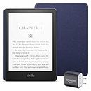 Kindle Paperwhite Essentials Bundle including Kindle Paperwhite (16 GB) - Leather Cover - Deep Sea Blue, and Power Adapter