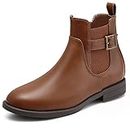 Harvest Land Womens Boots Ladies Comfortable Chelsea Boots Ankle Boots Stylish Classic Shoes side zip for Adults Zip Brown UK8