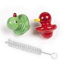 Dwilke Glass Duck Art Tube Cover, 2pcs (red and Green)，with Cleaning Brush.