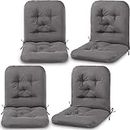 Chunful Tufted Back Chair Cushion Indoor Outdoor Seat Back Chair Cushions Weather Resistant Patio Cushions for Outdoor Furniture Chairs(Dark Gray, 4 Pack)