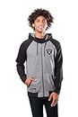 Icer Brands NFL Men's Oakland Raiders Full Zip Fleece Hoodie Sweatshirt Jacket Contrast Raglan, Small, Gray