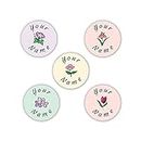 60 Personalized Waterproof Labels for Clothing Dots (Flowers Theme) - No-Sew - Laundry Safe - Stick-on