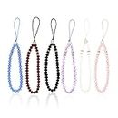 6 Colors Beaded Phone Wrist Strap Lanyard, Bling Crystal Beads Phone Charm, Beaded Phone Decoration Pendant Wrist Chain for Girl Women