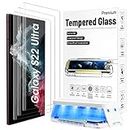 Ni-SHEN 3 Pack Screen Protector for Samsung Galaxy S22 Ultra Tempered Glass Fingerprint Unlock 3D Curved Edge Full Coverage HD Protector Easy Install Kit for Galaxy S22 Ultra