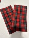 Pier 1 Imports Red Tartan Plaid Table Napkins  22” by 22”Cotton  Set of 2 NWT