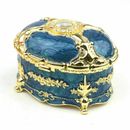 BLUE TIN ALLOY OVAL  MUSIC BOX :  ANASTASIA - JOURNEY TO THE PAST ( HAVE VIDEO )