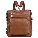 Backpack Purse for Women,VASCHY Fashion Convertible Vegan Leather Shoulder Bags Handbags for Work/Travel/Ladies/College Brown