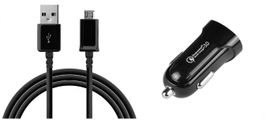 Fast Charge QC 3.0 Car Charger Adapter+Micro USB Cable for Android Phones(Black)