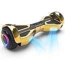Starship Hoverboard with Bluetooth Speaker, Chrome Color Self Balancing Scooters with Science Fiction Design and 6.5 inch LED Wheels (Chrome Gold)