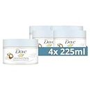 Dove Creme-Dusch-Peeling Macadamia & Reismilch Scrub Körper Peeling für geschmeidige Haut Hautpflege mit Jojobawachs-Perlen 4x 225 ml