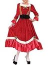 Santa Claus Costume Womens Santa Suit Christmas Fancy Dress Classic Mrs. Claus Costume Outfit Red (Red, Small)