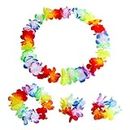 ProKart Premium Hawaiian Theme Goa Beach Party Flower Leis Luau Wreath (Set of 4) Necklace, Headband and Bracelets, Great for | Beach | Wedding | Birthday | Holiday | Hawaii Theme Party (Multicolor)