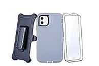WallSkiN Case for iPhone 11 (6.1") with 2 Screen Protectors | Heavy Duty Full Body Military Grade Drop Protection Carrying Cover Holder | Holster for Men Belt with Clip Stand – Grey