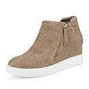 DREAM PAIRS Women?s Taupe Casual Platform Wedge Sneaker Booties Size 9.5 M US Wedge-Snkr-2