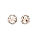 Michael Kors Brass and Pavé Crystal MK Logo Stud Earrings for Women, Color: Rose Gold (Model: MKJ7324791)