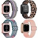 Ventdest 4 Pack Elastic Nylon Straps for Fitbit Versa 2 for Women, Stylish Adjustable Replacement Band Strap for Fitbit Versa 2/Fitbit Versa/Versa Lite