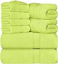 Utopia Towels 8-teiliges Premium-Handtuch-Set, 2 Badetücher, 2 Handtücher und 4 Waschlappen, 600 g/m², 100% ringgesponnene Baumwolle, Fitnessstudio, Hotel und Spa (Neongrün)