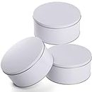 Yopay 3 Pack Cookie Tin with Lid, Round Sturdy Gift Tin, White Baking Cake Container for Storing Patisseries, Snack, Chocolate, Easter, Special Occasion, Holidays, 7" Wide by 3.2" Tall