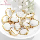 (1898)6PCS 17x17MM 22x20MM 24K Gold Color Brass Cover Natural Conch Charms Pendants High Quality Diy