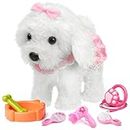 OR OR TU Walking Barking Toy Dog with Remote Control Leash, Plush Puppy Electronic Interactive Toys for Kids, Shake Tail,Pretend Dress Up Realistic Stuffed Animal Dog Age 3 4 5+ Years Old Best Gift