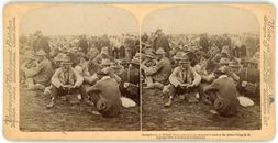 Stereo, Cronje&#039;s men at Modder waiting to be assigned to tents in the priso
