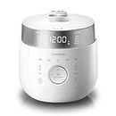 CUCKOO CRP-LHTR0609FW Small Stainless Steel Rice Cooker 6-Cup (Uncooked), 12 Cups (Cooked) with Induction Heating Dual Pressure, 16+ Menu Options (White)