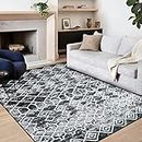Leesentec Rugs Modern Non-Slip Soft Area Rugs for Living Room/Bedroom/Dining Room, Carpet Floor Mat Home Decorative (Black/Grey, 3'11"×5'3"（120×160cm）)